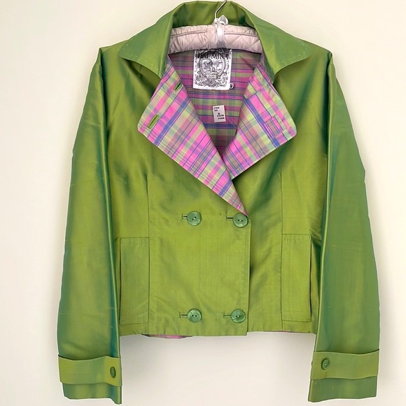 Kai Mira Jackets & Blazers - KAI MIRA Women’s Jacket 100% Silk Barbie Style Size M Color Lime/Pink